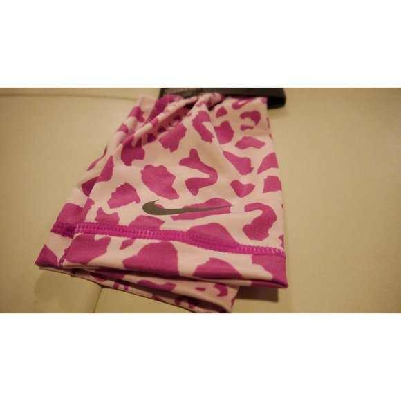 New Nike Lightweight Speed PINK/WHITE Cheetah Running Sleeves L/XL (1 pair) ANB - Picture 3 of 5